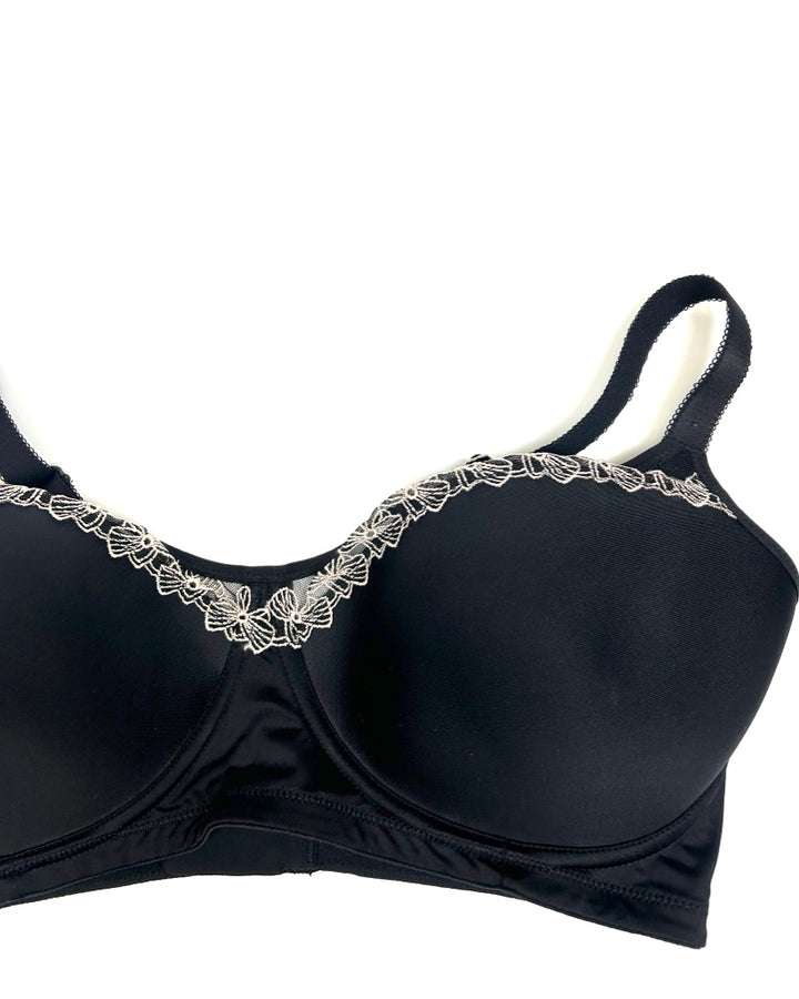 Black Floral Trim Bra - Size 40D