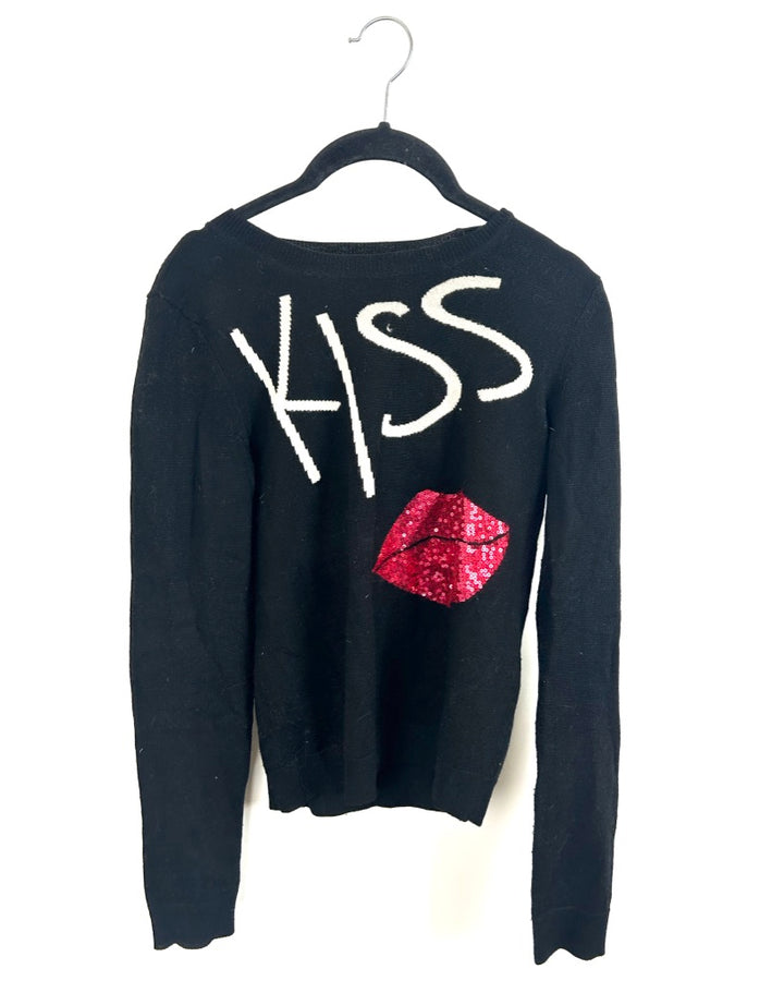Alice and Olivia Black Lips Sweater - Extra Small