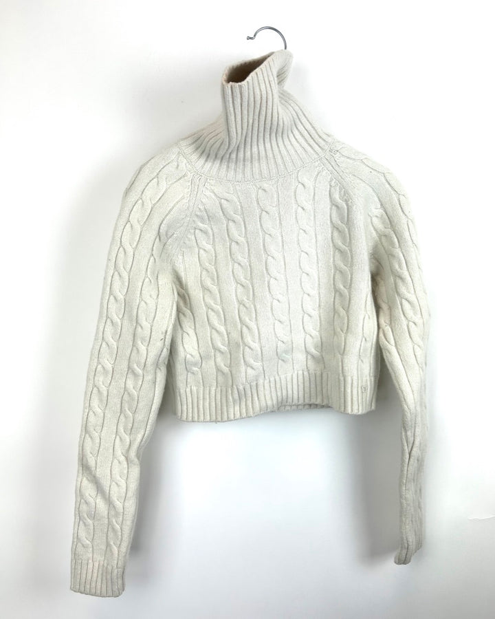 Sunday Best Cream Cropped Cable Knit Sweater - Small