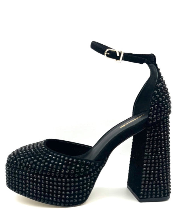 Black Rhinestone Platform Heels - Size 7.5, 8.5, and 10