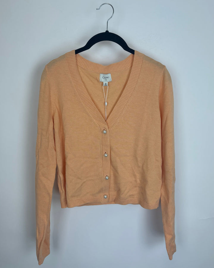 Pastel Orange Pearl Button Cardigan - Size 0/2