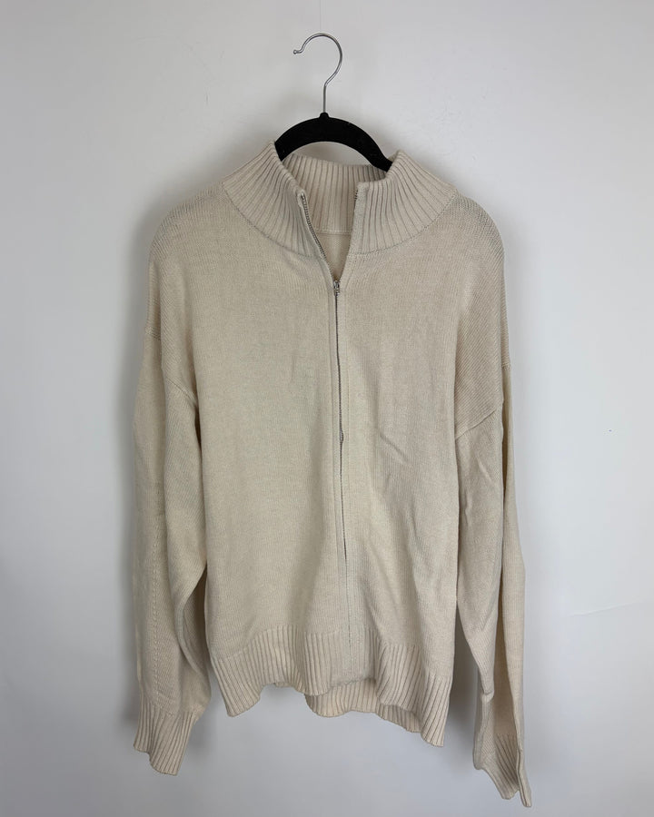 Light Tan Zip Up Sweater - Size 2/4