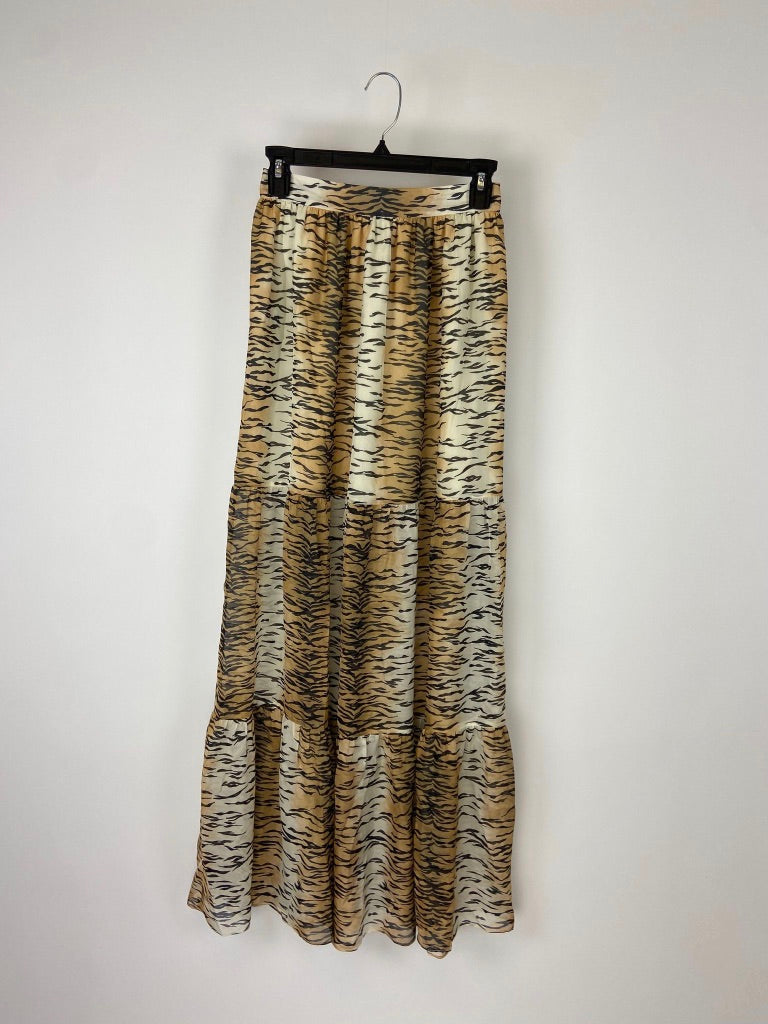 Tiger Print Ruffled Maxi Skirt - Size 2-4