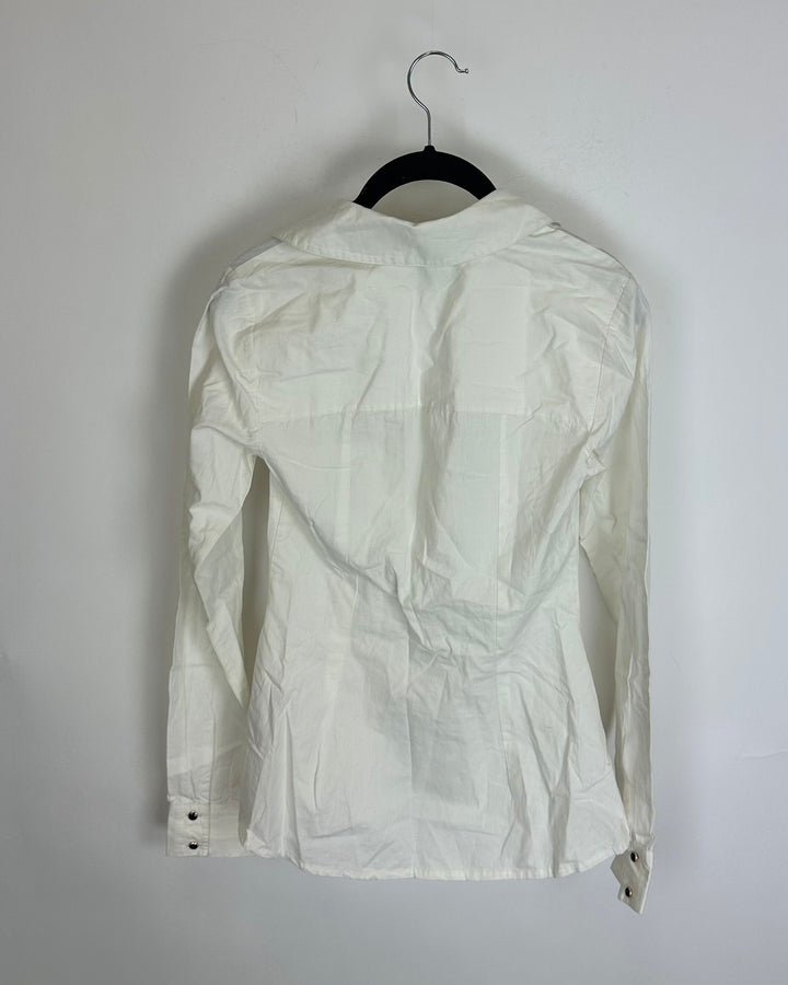White V Neck Black Button Down - Size 0/2 2/4 6/8