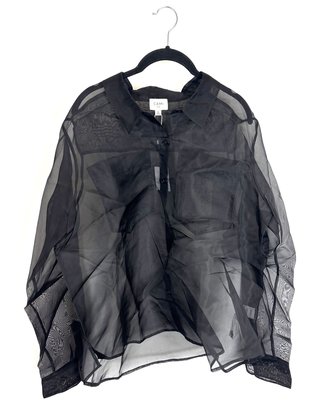 Black Sheer Button Down - Size 12/14