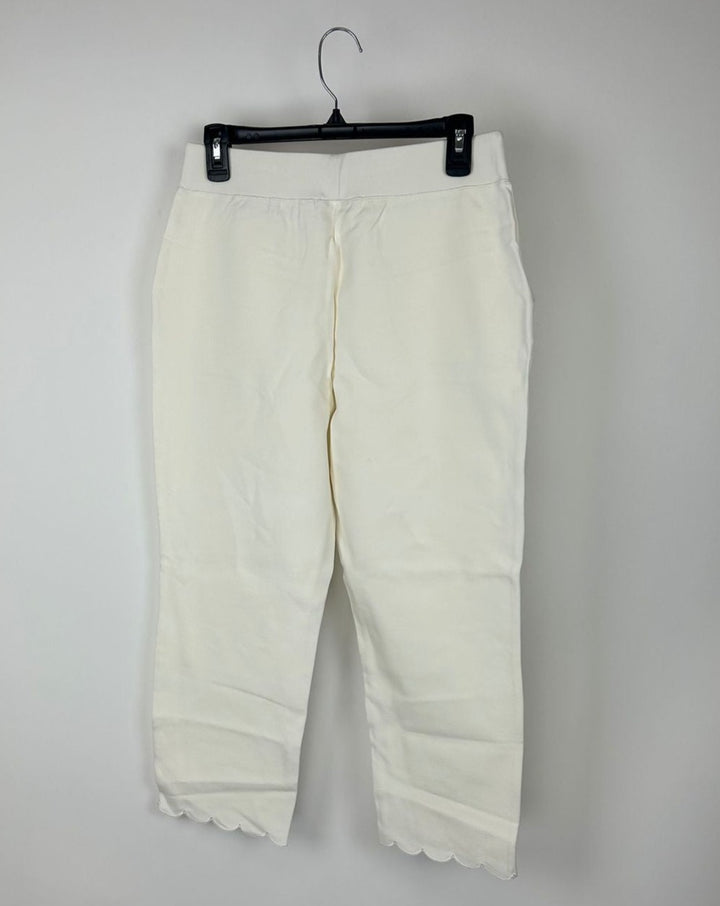 White Scallop Detail Pants - Size 12