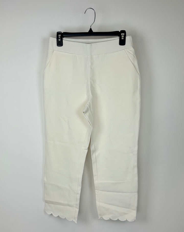 White Scallop Detail Pants - Size 12