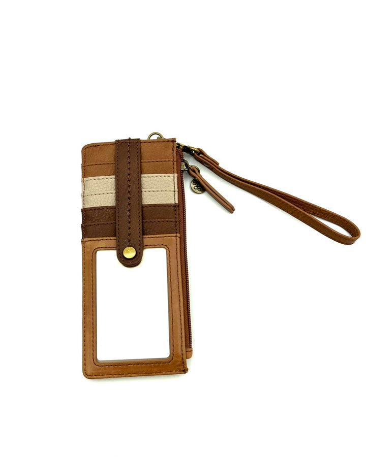 Tan Multicolor Leather Card Wristlet