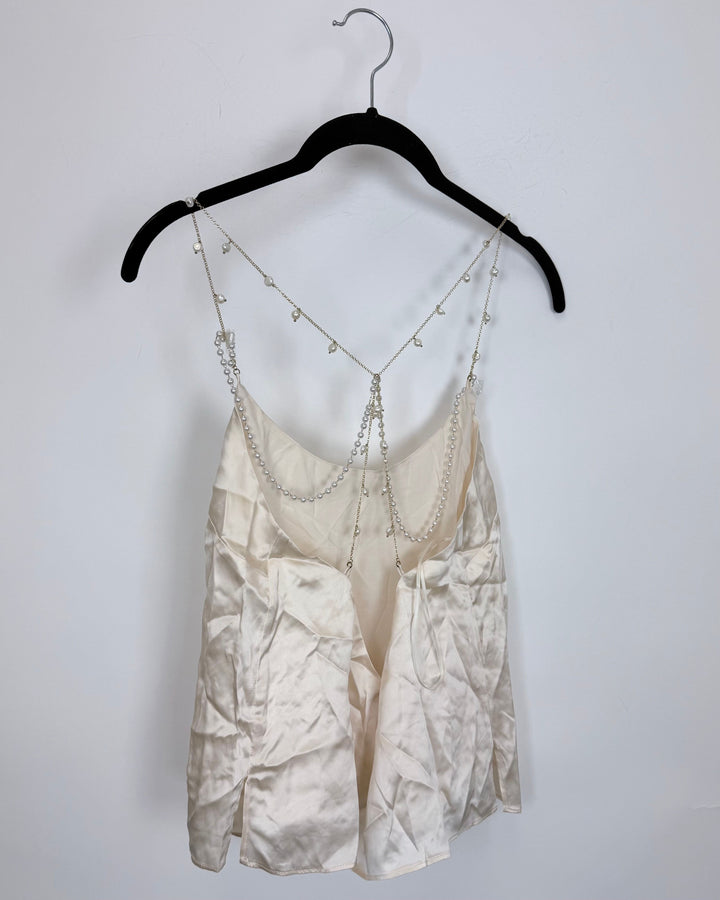 Tan Pearl Strap Tank Top - Size 0/2