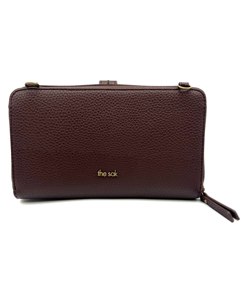 Brown Crochet Crossbody Bag / Wristlet