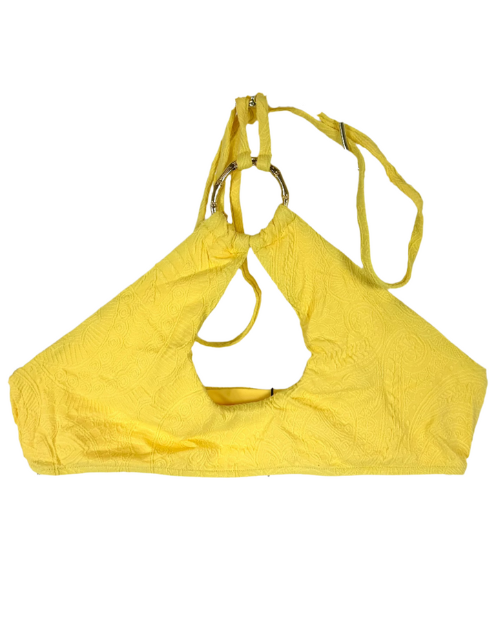 Yellow Embossed Halter Bikini Top - L, XL, XXL