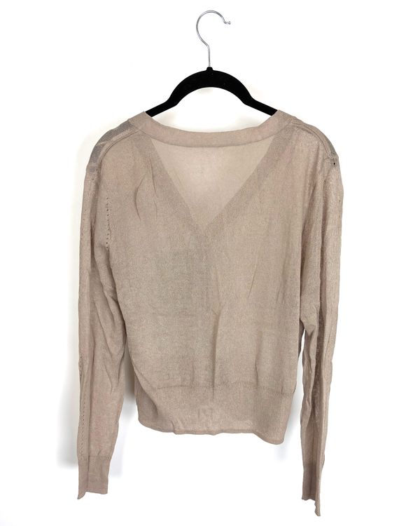 Taupe Brown Sheer Long Sleeve Cardigan - Size 4/6