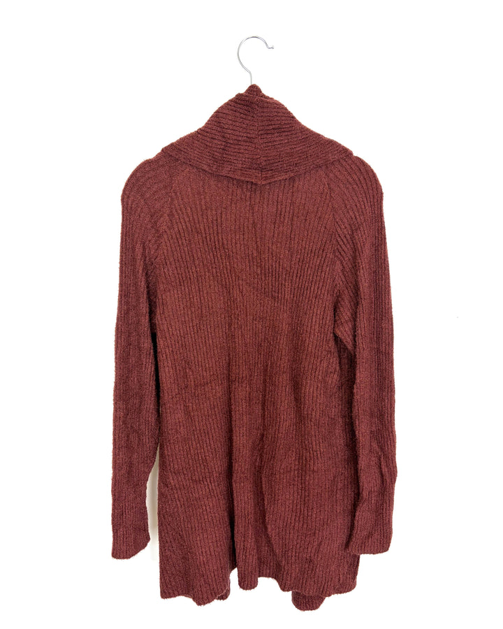 Dark Mahogany Open Front Cardigan - Size 2/4