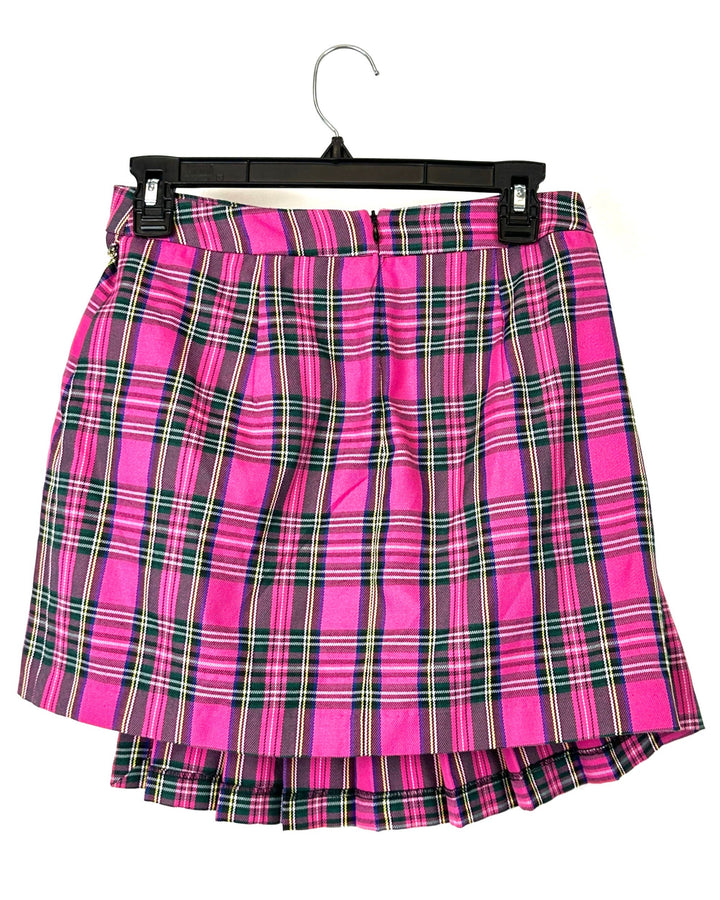 Pink Plaid Skirt - Small