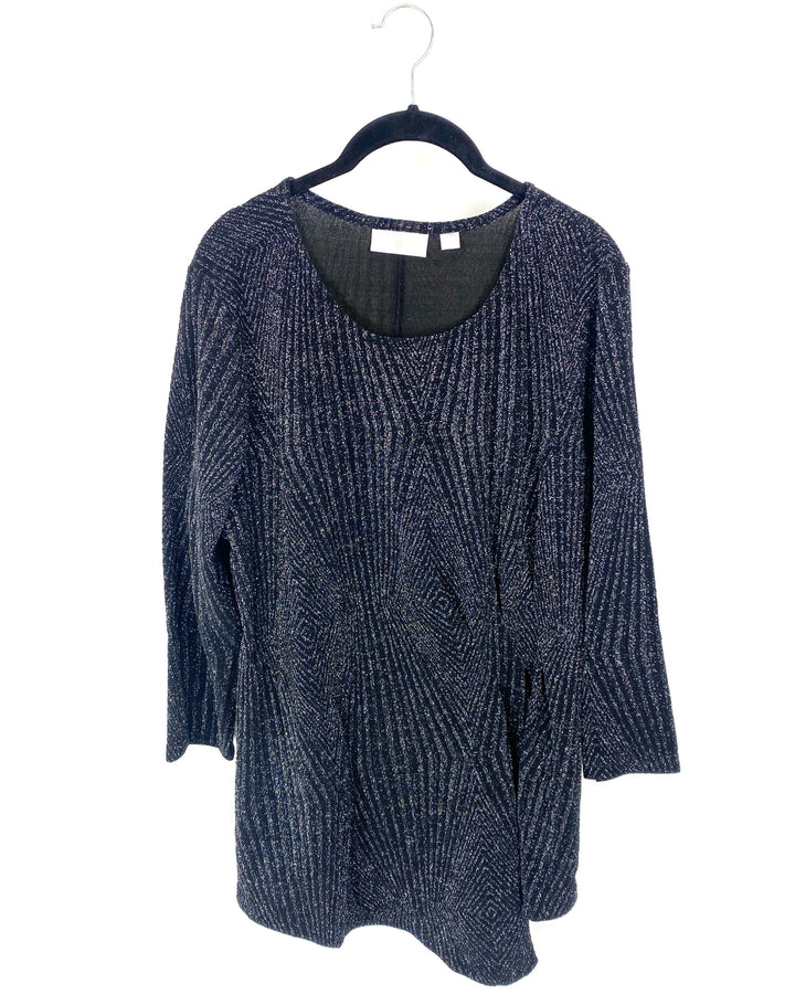 Black and Silver Metallic Rouched Top - Large/Extra Large