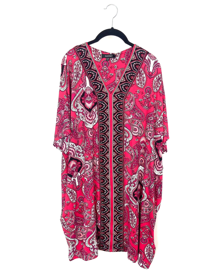 Pink and Black Paisley Print Dress - Small/Medium