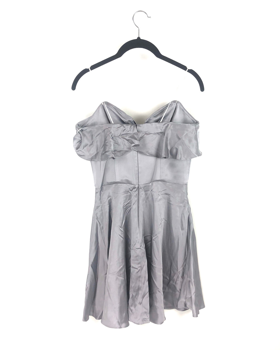 Grey Ruffle Strapless Dress - Small