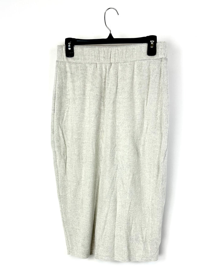 Pale Grey Terry Cloth Midi Skirt - Small