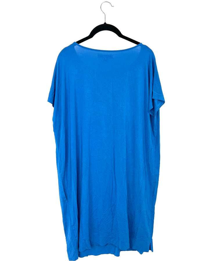 Blue Short Sleeve Lightweight Nightgown - Oversized Small
