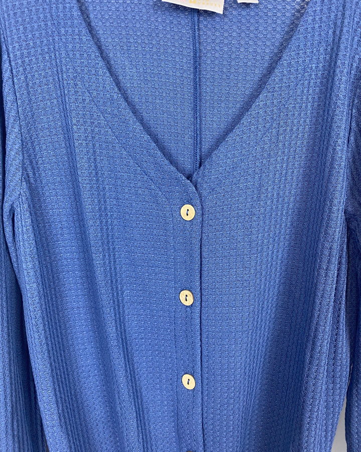 Slate Blue Waffle Knit Top - Small/Medium