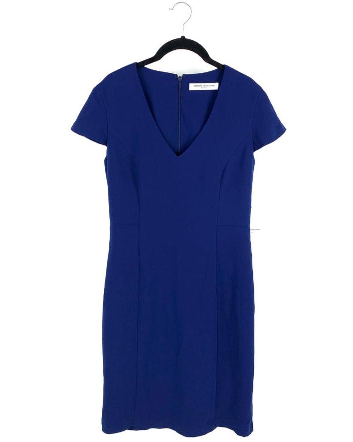 Navy Blue Short Sleeve Dress - Small