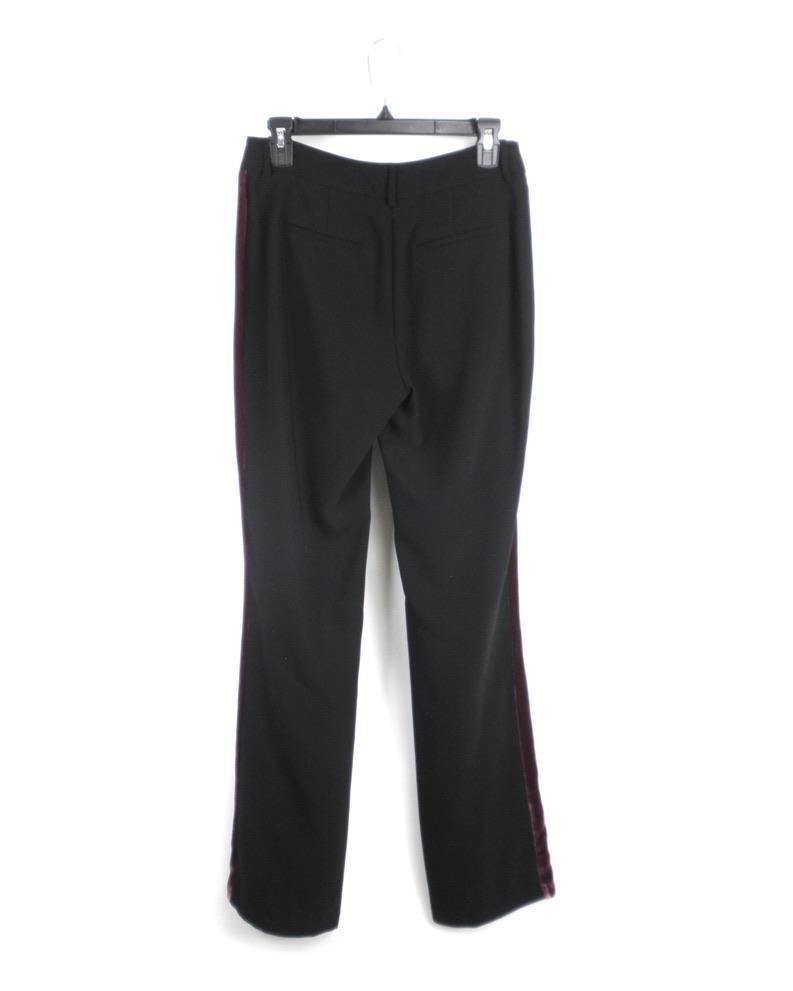 Amanda Uprichard Black Pants With Purple Velvet Strip - Small - The Fashion Foundation - {{ discount designer}}