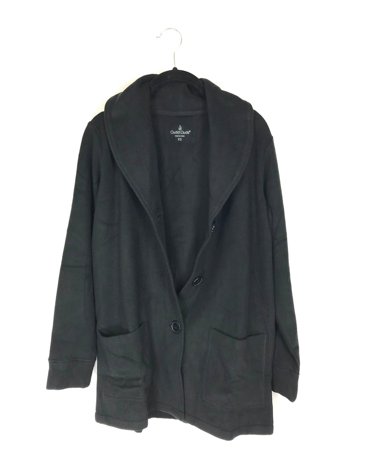 Black Fleece Button Up Cardigan - Size 2/4