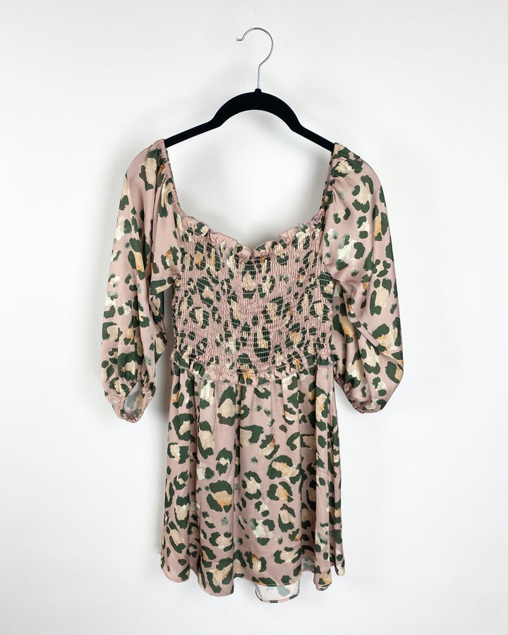 Pink Leopard Print Dress - Small