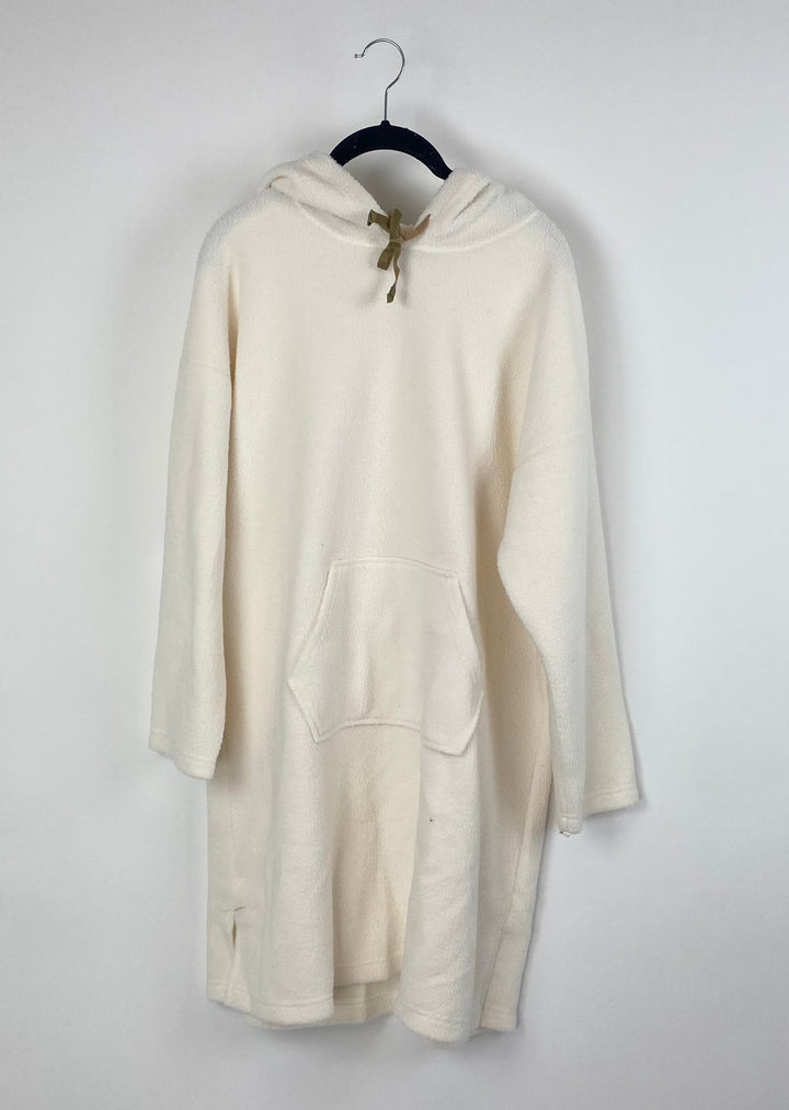 Cream Sherpa Oversized Long Pullover - Small