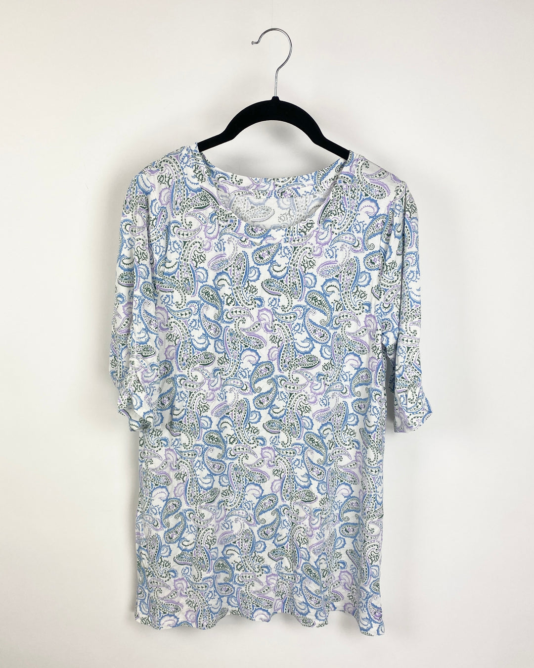 Abstract Paisley Print Cropped Sleeve Top - Size 6/8