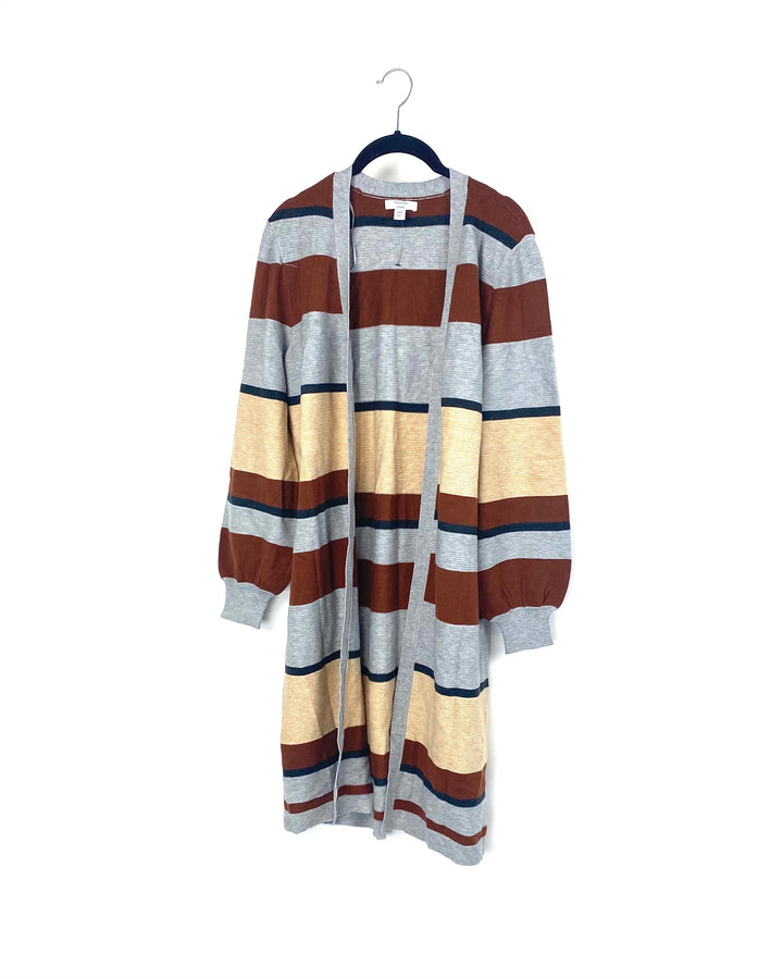 Striped Long Cardigan - Small, Petite Medium
