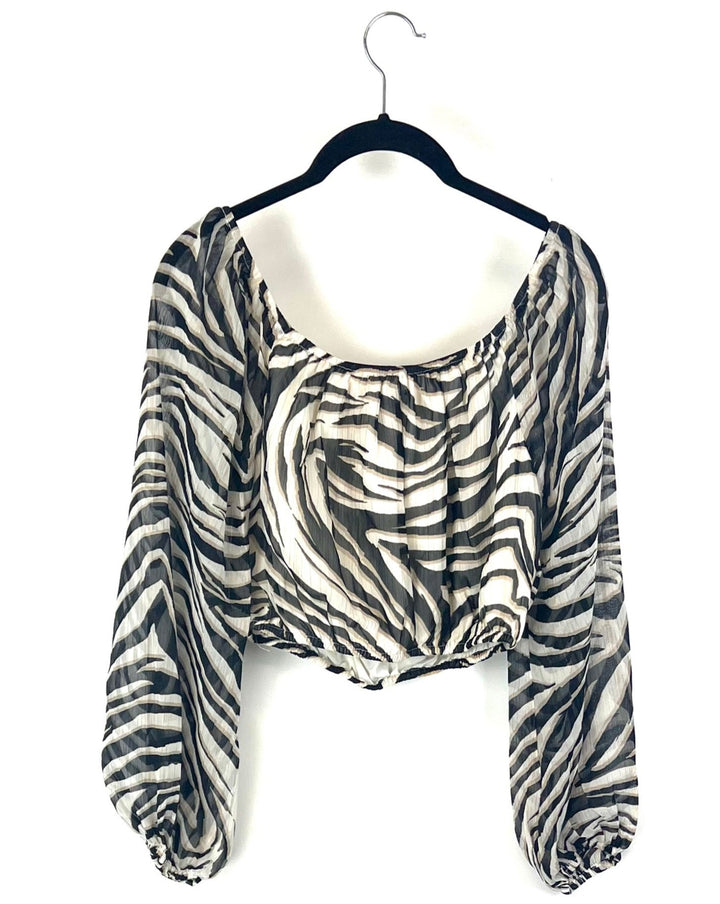 Zebra Print Off The Shoulder Top - Size 00-16
