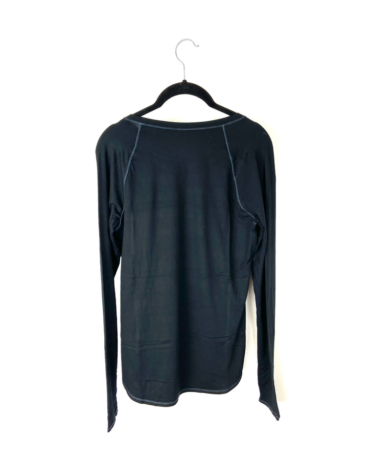 Long Sleeve Black Fleece Top - Small