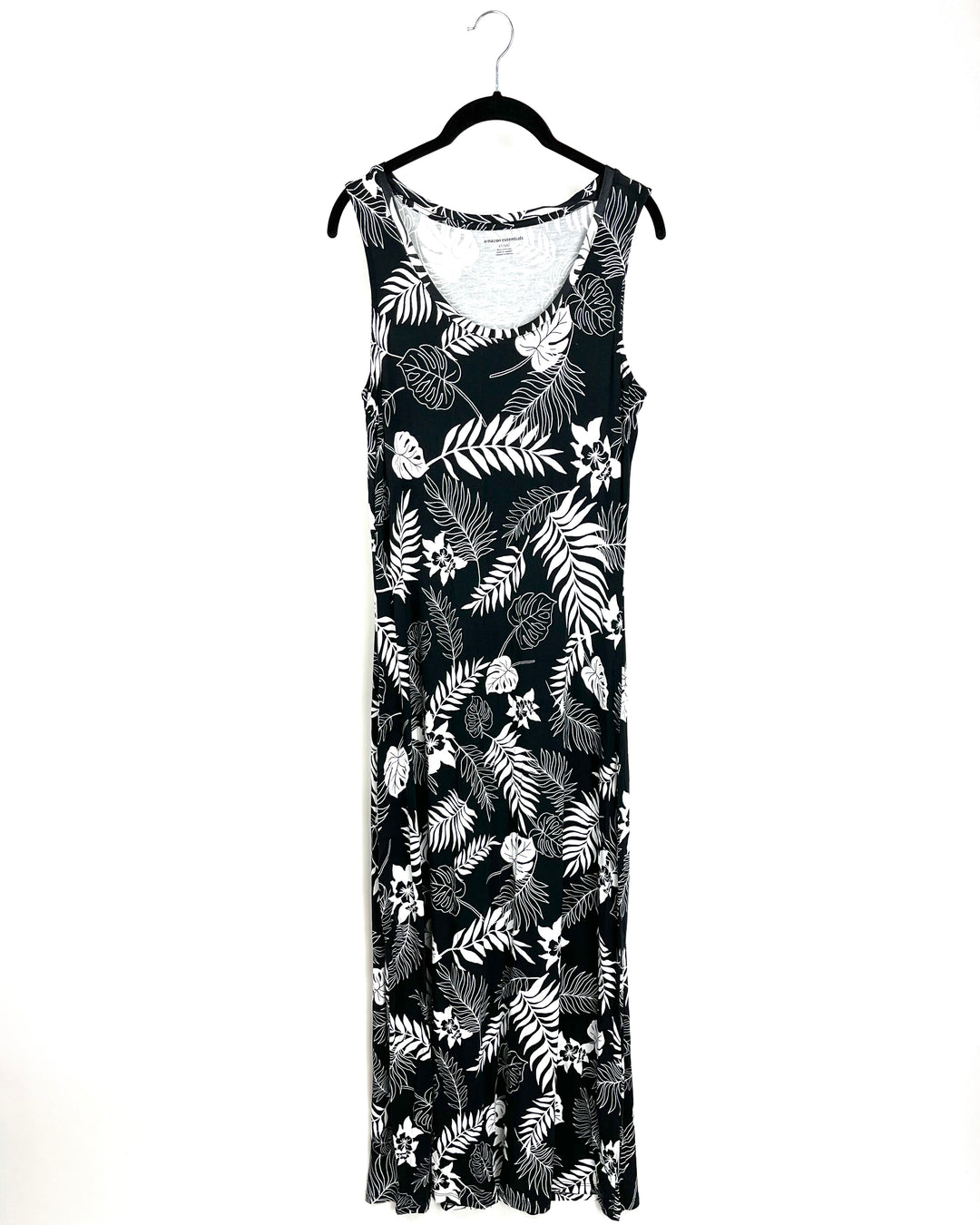 Sleeveless Black And White Tropical Dress - Small