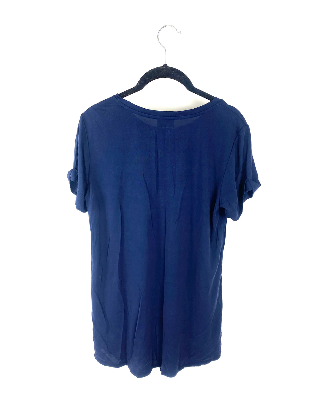 Navy Blue Cuffed Sleeve T-Shirt - Size 6-8