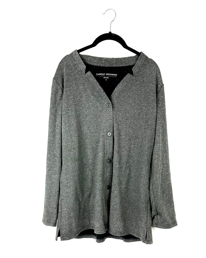 Grey Lightweight Button Down Top - Small