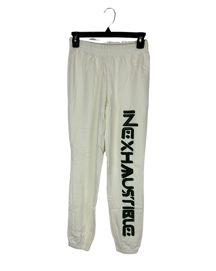 White and Green Sweatpants - Extra Small and Small