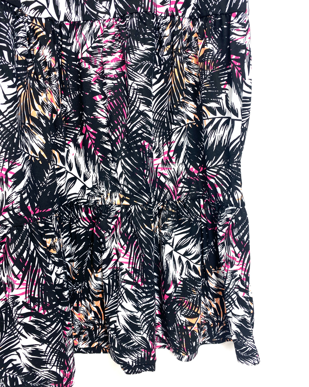Black And Pink Tropical Scoop Neck Maxi Dress - Small/Medium
