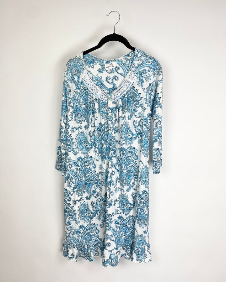 Floral Paisley Pattern Night Gown - Extra Small