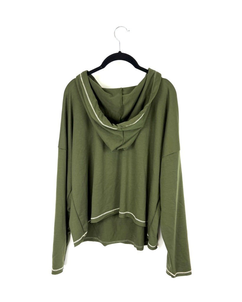 Cropped Lounge Olive Hoodie - Extra Large