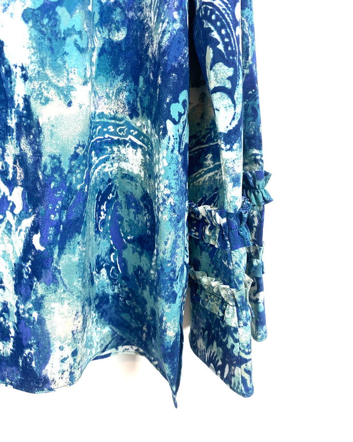 Abstract Ruffled Blouse - Medium/Large