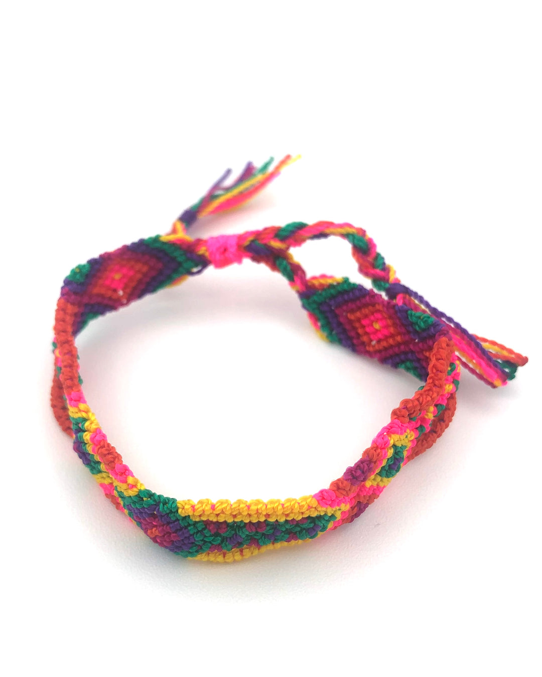 Neon Pink Multicolor Woven Bracelet