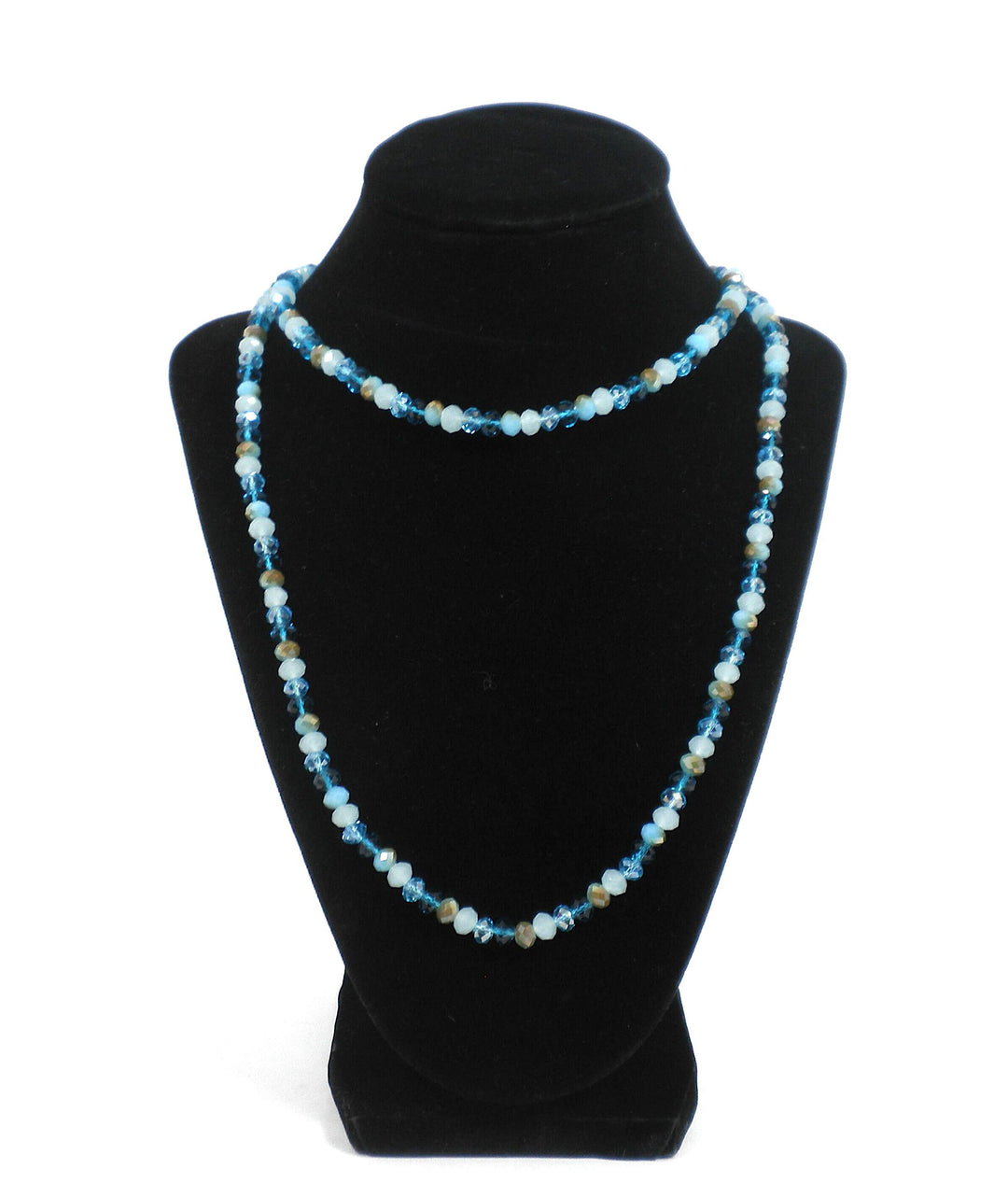Long Multi-Colored Blue Beaded Necklace - The Fashion Foundation