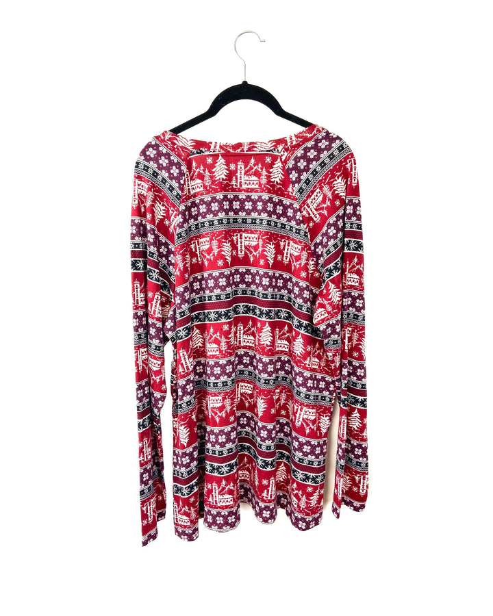 Red Winter Pajama Top - 1X