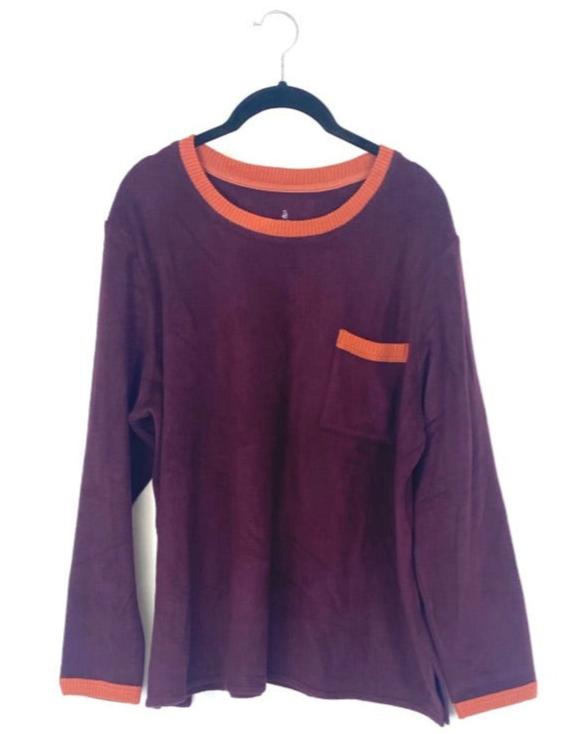 Maroon And Orange Fleece Top - PXL