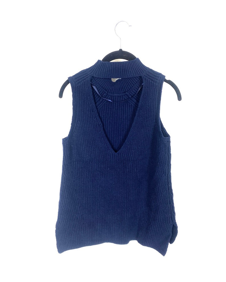 Sleeveless Navy Blue Sweater - Small