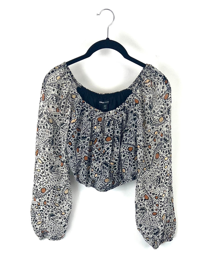 Off The Shoulder Printed Top - Size 00/0 and 8/10