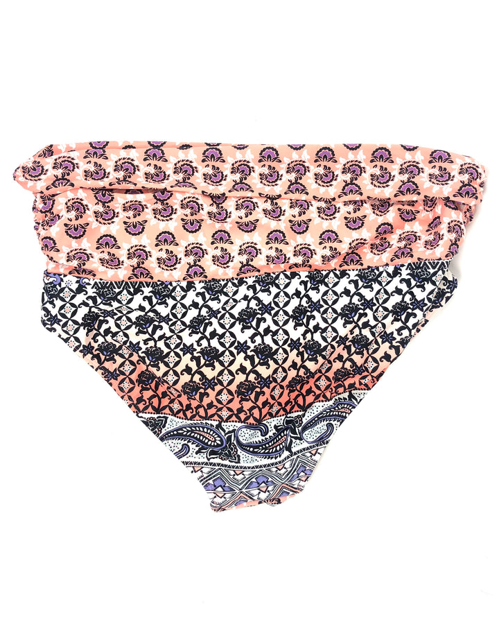 Beach Purple and Coral Bikini Bottoms - Medium