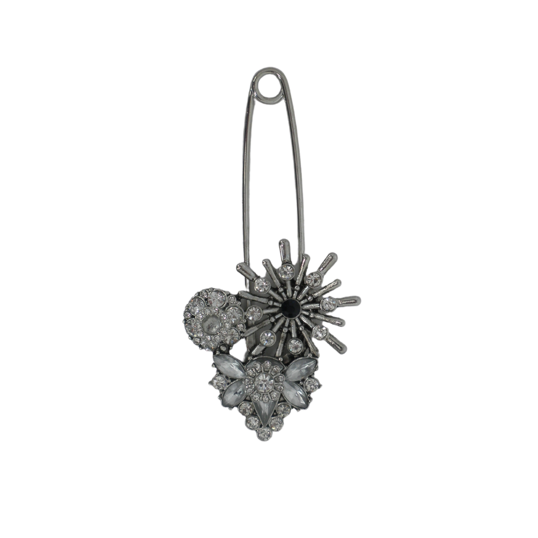 Silver Broche With Rhinestone Detail - The Fashion Foundation - {{ discount designer}}