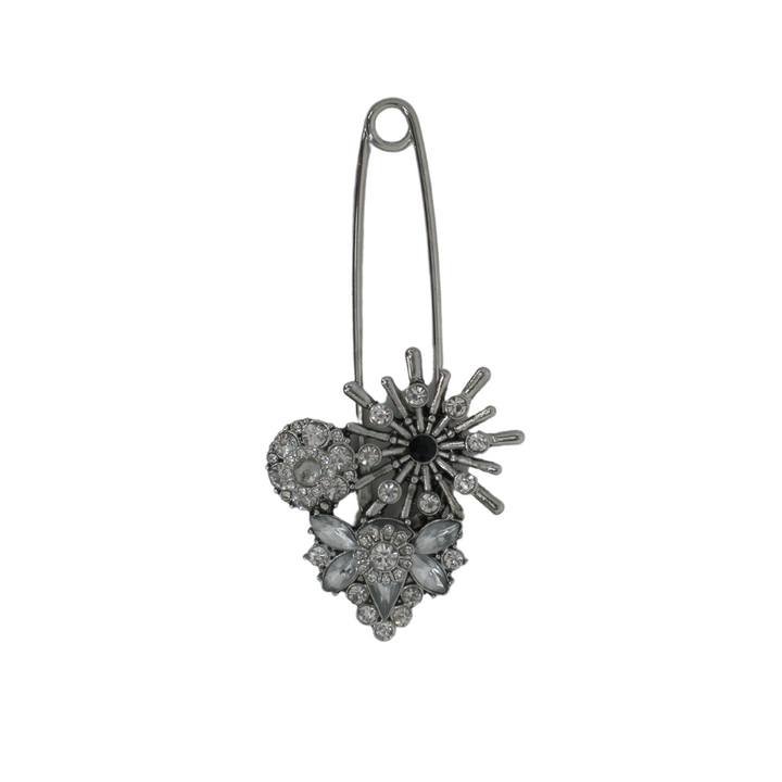 Silver Broche With Rhinestone Detail - The Fashion Foundation - {{ discount designer}}